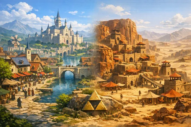 AI-generated fantasy landscape illustration inspired by Hyrule; not an official screenshot from the Ocarina of Time remake