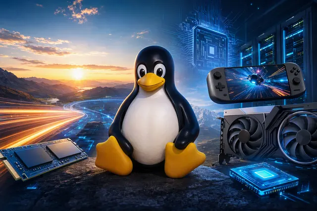 Illustration representing the Linux 7.3 kernel and its hardware and performance updates