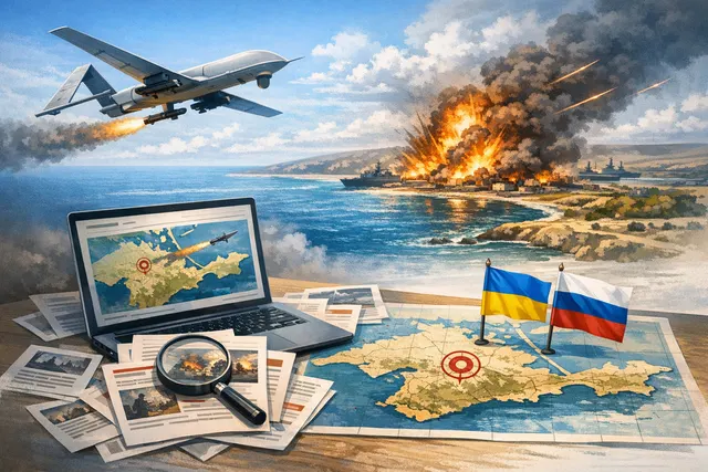 A conceptual image of a drone silhouette against a map of the Black Sea and Caspian Sea region, symbolizing the expansion of Ukraine's strike campaign.