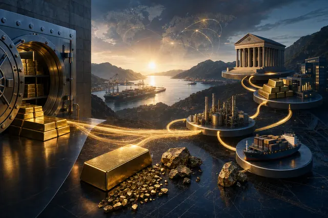 Gold bars representing Tether’s shift from holding bullion reserves to financing precious-metals leases