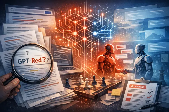 Abstract representation of an AI system being tested by adversarial red-teaming attacks, with a focus on security and vulnerability detection.