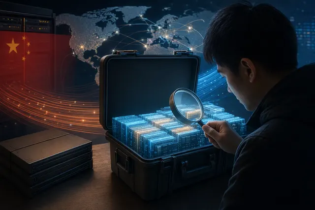 Editorial illustration of LLM router security and exposed credentials