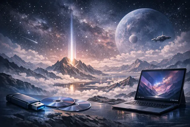Abstract editorial illustration representing the EndeavourOS Titan Nova Linux ISO refresh and its transition toward Wayland