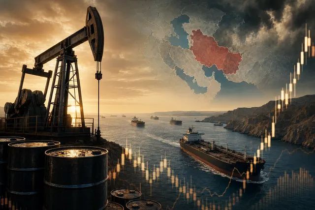 Oil tanker near a strategic shipping corridor as geopolitical tensions lift crude prices