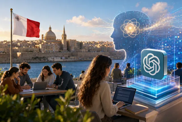 Illustration representing Malta offering nationwide ChatGPT Plus access through an AI literacy programme