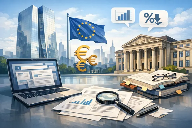 European Central Bank headquarters in Frankfurt, symbolizing monetary policy decisions on interest rates and inflation.