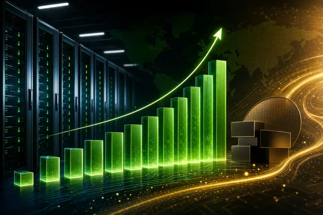 Illustration representing Nvidia's record AI-driven earnings and data center revenue growth