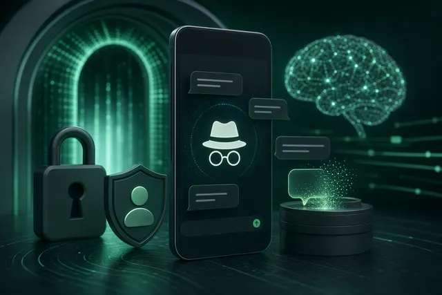 Illustration representing private AI conversations in WhatsApp Incognito Chat mode