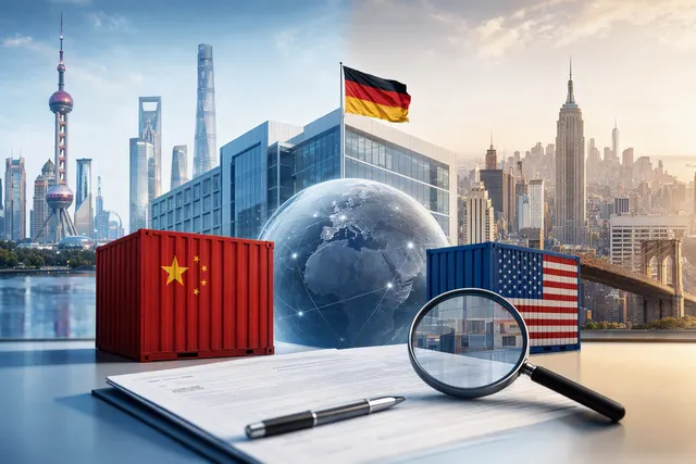 Illustration representing German corporate investment links with China and the United States