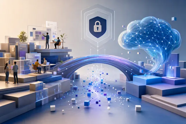 Illustration representing AI models connected to workplace tools and organizational context