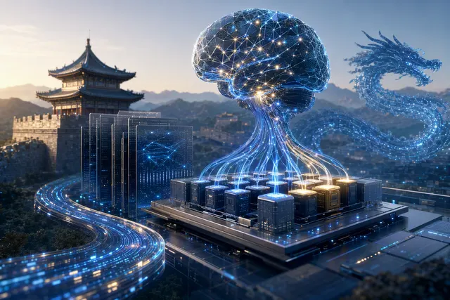AI-generated editorial illustration accompanying an article about the Xing4.0-29B-A4B model