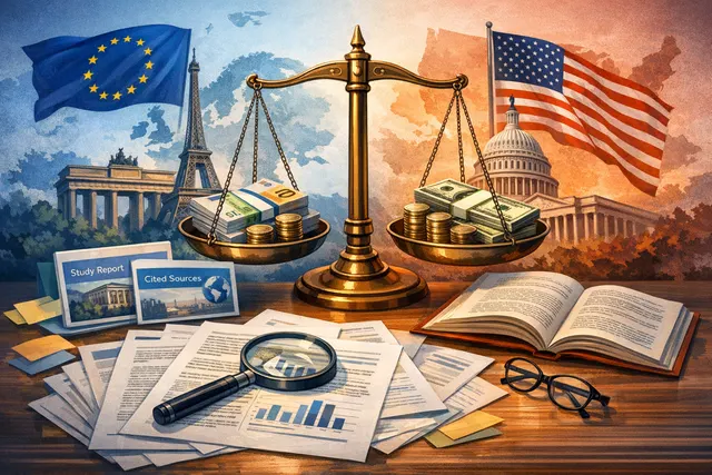 Abstract illustration of financial leverage, Treasury bonds, and transatlantic economic relations