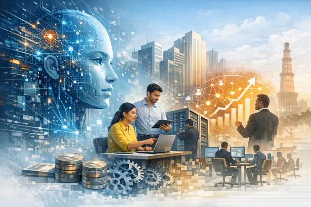 Abstract illustration of artificial intelligence reshaping India’s IT services industry