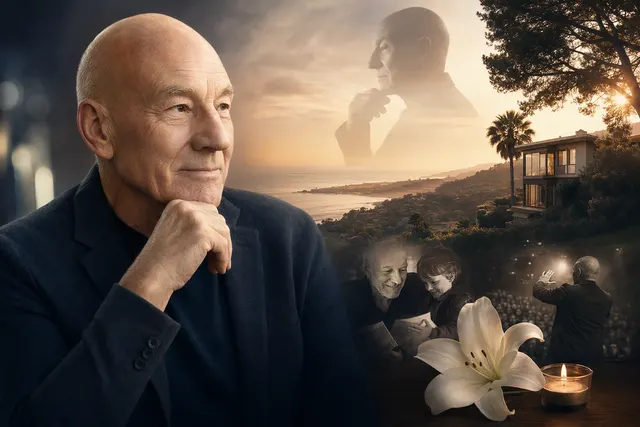 AI-generated editorial image accompanying an article about Sir Patrick Stewart’s life and legacy.
