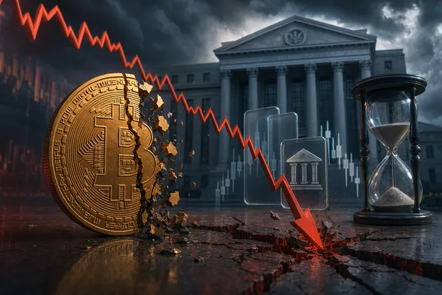 Bitcoin price chart falling below $75,000 during crypto market sell‑off