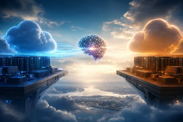 AI-generated illustration of cloud infrastructure and AI model connections representing the Microsoft–OpenAI Azure exclusivity deal