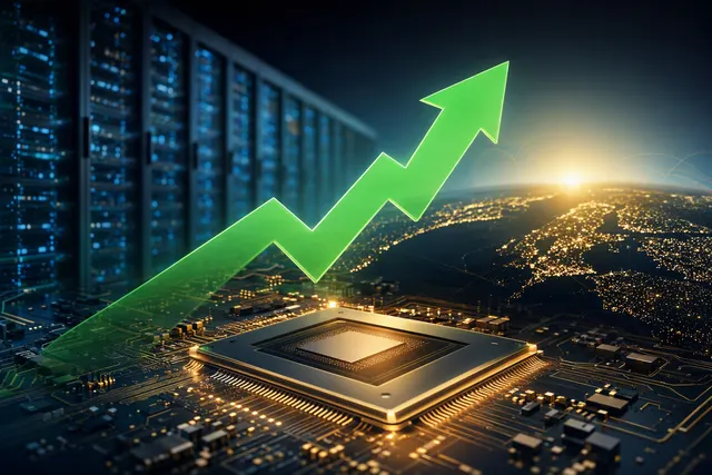 AI-generated illustrative image for an article about Broadcom and Marvell shares and demand for custom AI chips.