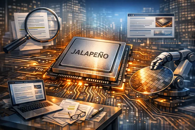 Conceptual rendering of OpenAI's Jalapeño custom AI chip, designed for inference workloads in partnership with Broadcom and TSMC.