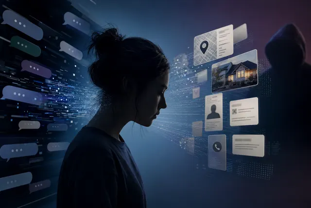 Illustration representing AI chatbots exposing personal phone numbers and addresses