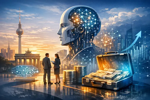 Merantix Capital €103 million AI fund investment strategy illustration showing Europe-wide early-stage startup funding split between internal studio and external investments.
