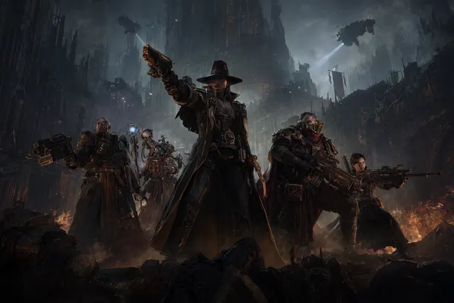 Warhammer 40,000 Dark Heresy inquisitorial themed artwork representing the game's investigation-focused CRPG setting
