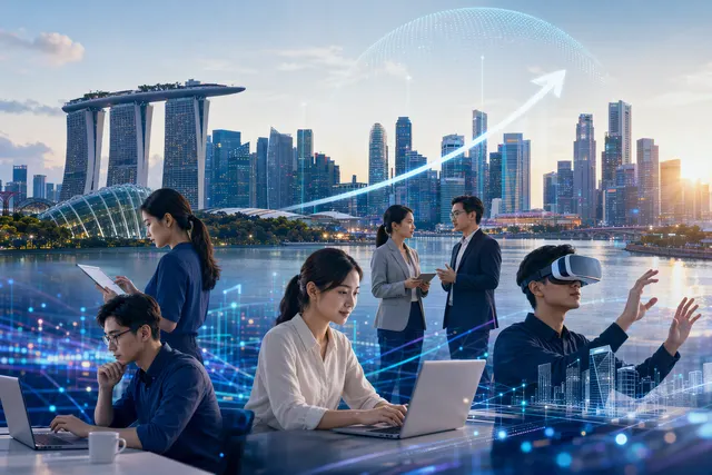 Illustration representing Singapore’s expanding digital economy and technology workforce