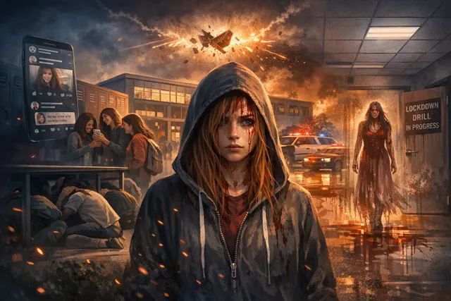 AI-generated editorial illustration for an article about Mike Flanagan’s Carrie adaptation