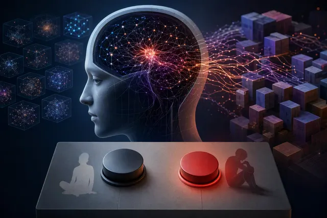 AI-generated conceptual image accompanying research on language-model activations and relief-seeking choices