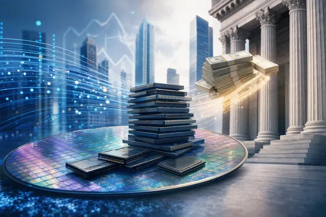 Conceptual illustration accompanying Intel’s $20 billion share offering and chip foundry expansion