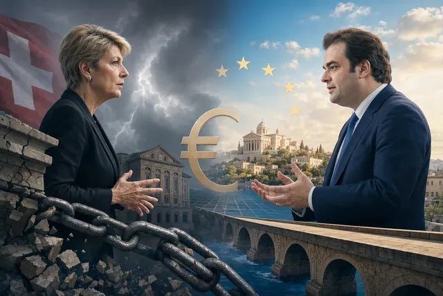 AI-generated illustration accompanying an article about differing views on European debt risks