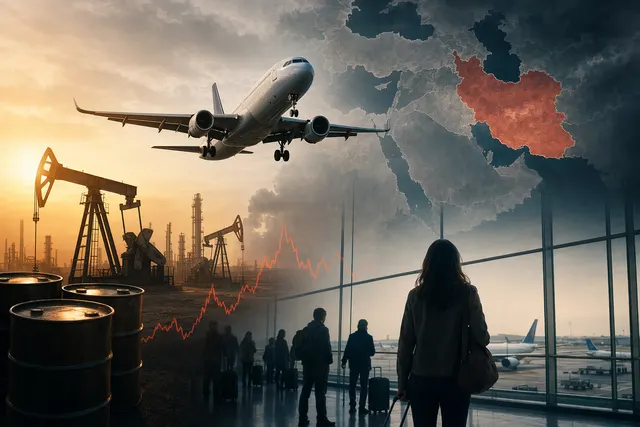 Commercial airplane representing Ryanair amid global oil market and Middle East conflict pressures