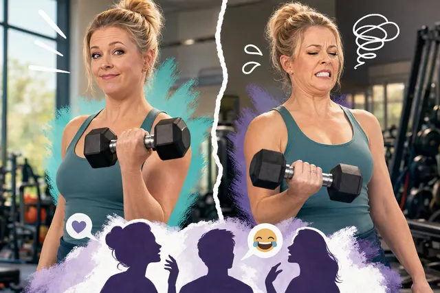 AI-generated illustrative image for a story about Melissa Joan Hart’s gym video and health journey
