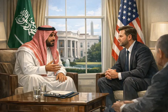 Prince Khalid bin Salman and JD Vance at the White House on July 29, 2026