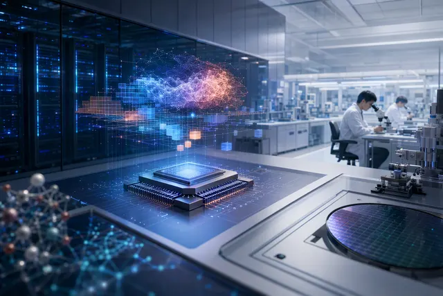 AI-generated editorial illustration for the Samsung and Mistral AI semiconductor partnership