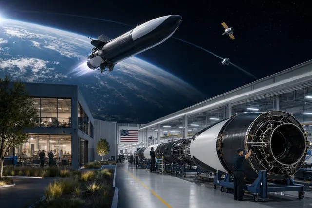 Editorial illustration of an Impulse Space orbital-transfer spacecraft above Earth