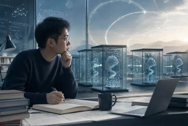 Conceptual illustration of recursive self‑improving AI systems developing new versions of themselves