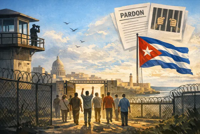Official decree document with names of pardoned prisoners from Cuba's 2026 amnesty, showing the published list in the government gazette.