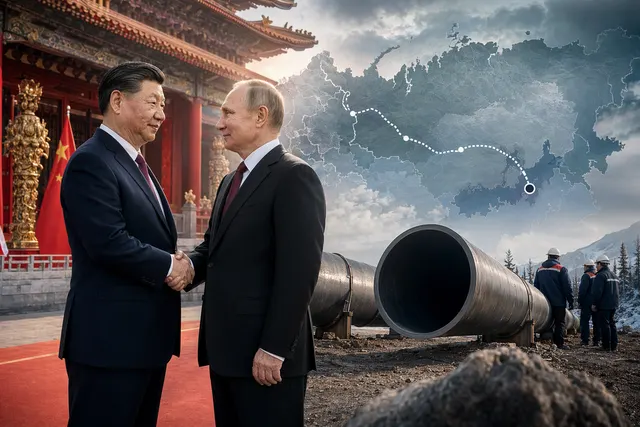 Illustration representing the stalled Power of Siberia 2 gas pipeline negotiations between China and Russia
