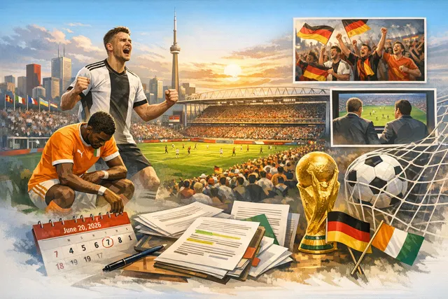 Germany's Deniz Undav celebrates scoring a goal during the 2026 World Cup Group E match against Ivory Coast at BMO Field in Toronto.