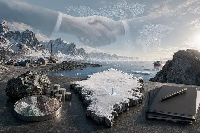 Illustration of a rare earth mining site in Greenland representing the Sarfartoq rare earth project acquisition