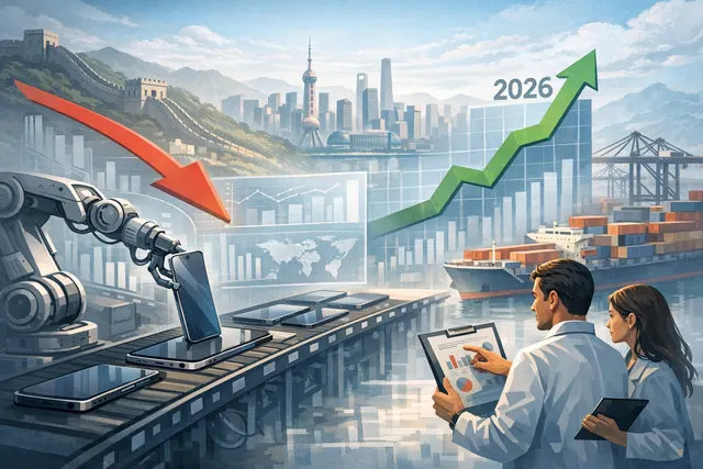 Huawei smartphone standing alone in a shattered landscape representing the 2026 market crash, with glowing Kirin chip symbolizing its self-built supply chain advantage.