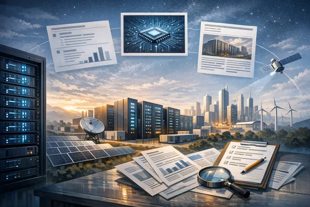 Editorial illustration of OpenAI's data center and cloud infrastructure expansion plans, including Stargate and Project Camellia.