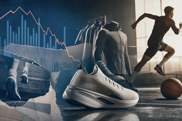 Editorial illustration accompanying coverage of Nike’s fiscal 2027 first-quarter earnings and turnaround.