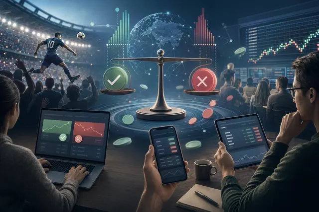 Illustration representing prediction markets where users trade on outcomes like elections and sports events