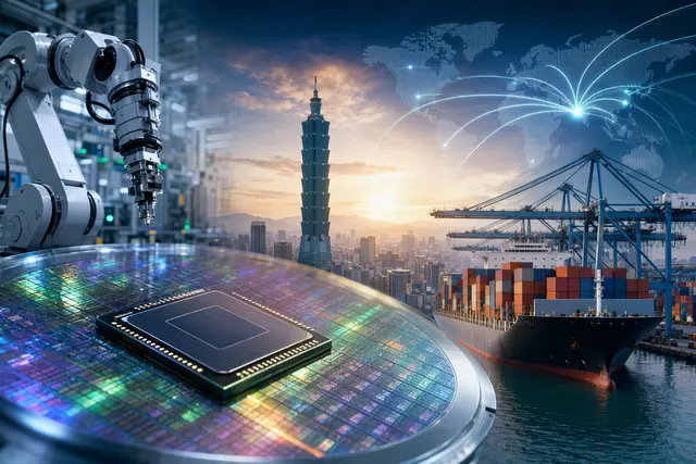 Conceptual illustration of Taiwan’s semiconductor industry powering global AI infrastructure