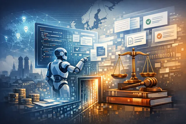 Abstract visualization of Bayshore's legal-tech platform turning regulations into deterministic code for AI agent compliance.