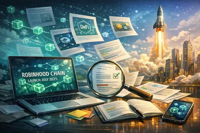 Robinhood Chain mainnet launch visual featuring the Robinhood logo and Ethereum/Arbitrum L2 network illustration