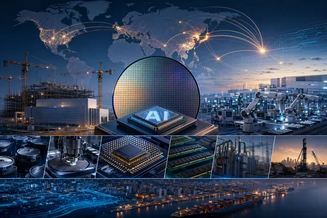 Illustration of an advanced semiconductor fabrication facility amid AI-driven chip demand