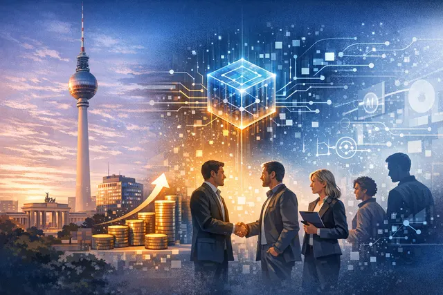 AI-generated editorial image illustrating the concept of deterministic AI workflows for industrial enterprises, with visual motifs of compiled code, factory automation, and structu