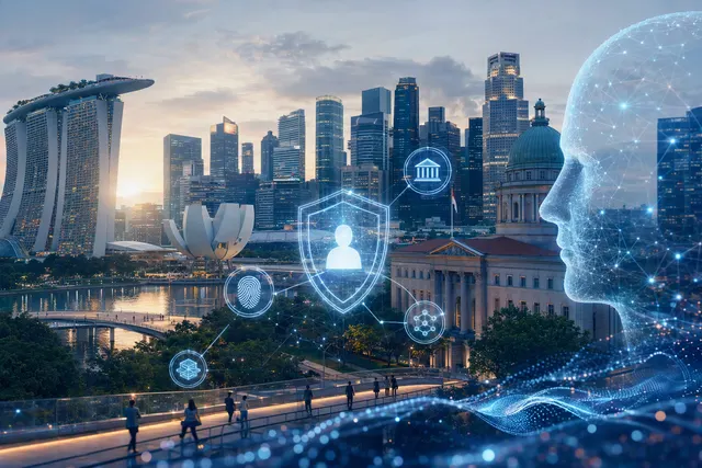 Conceptual illustration of AI integrated into Singapore’s digital infrastructure